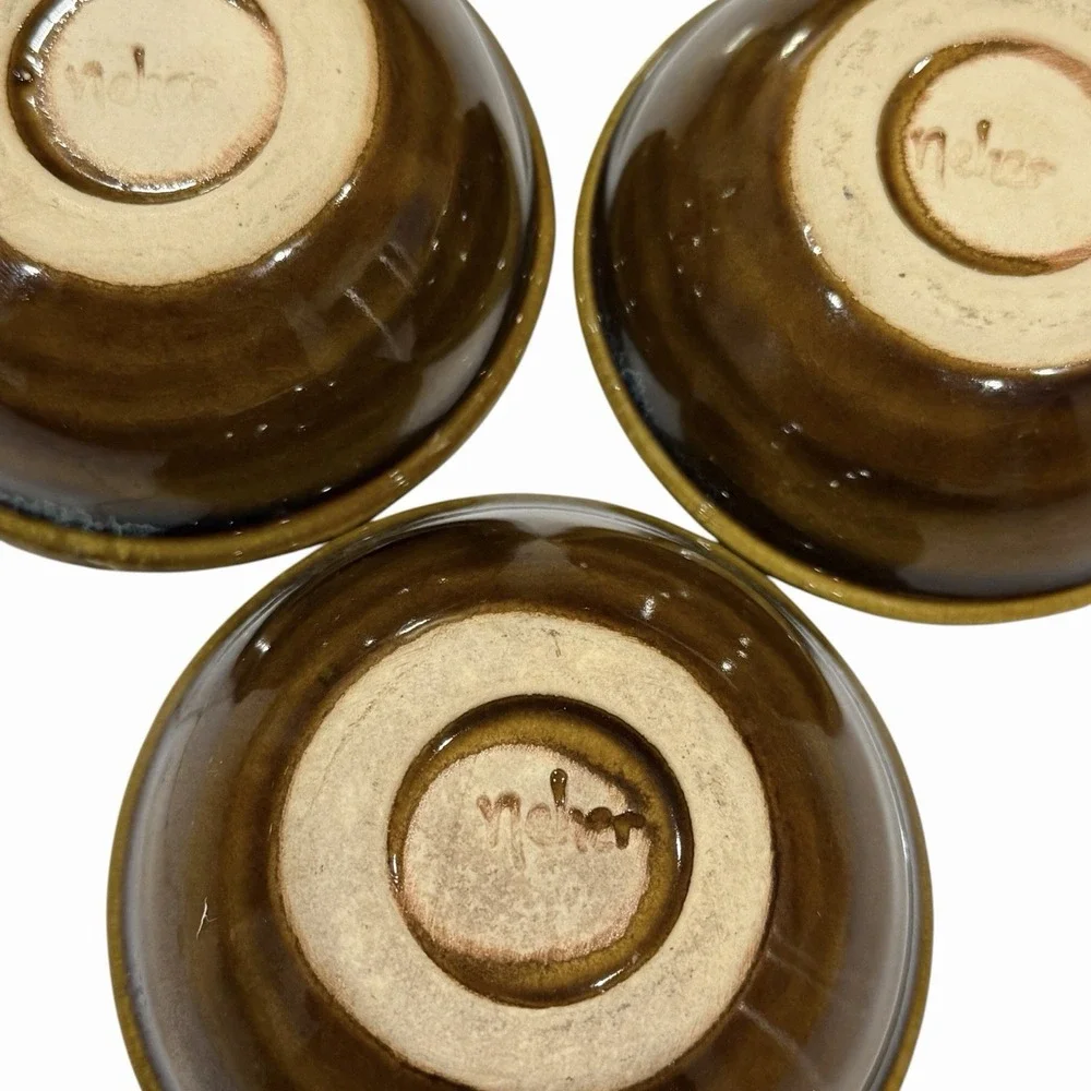 Neher Clay Pottery Set Of 3 Small Glazed Bowls 4
